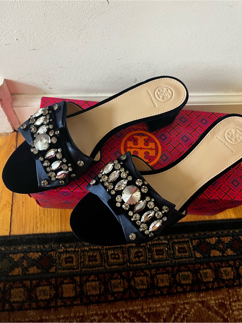 Tory Burch Valentina Satin Velvet Slide 10 NIB